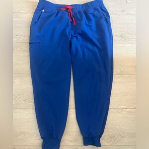 Figs Women’s Blue Scrub Jogger Pants with Elastic Cuffs and Drawstring Waist
